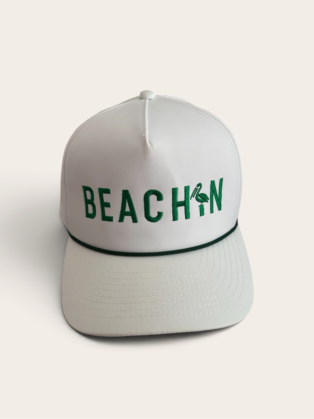 Imperial 1916 White & Green Baseball Cap — Classic Unisex Beach Hat
